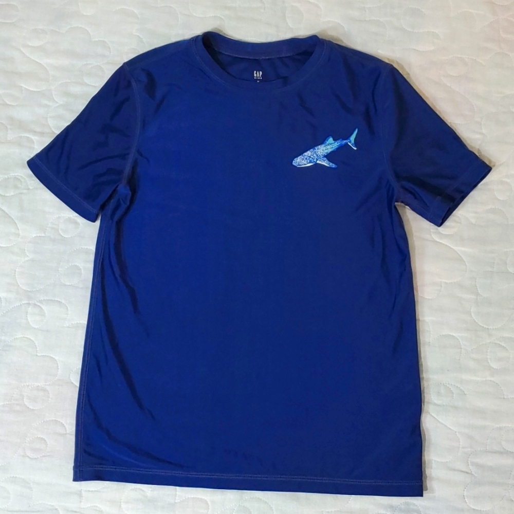 GAP Boy's Navy Blue Shark Rash Guard, Size Medium
